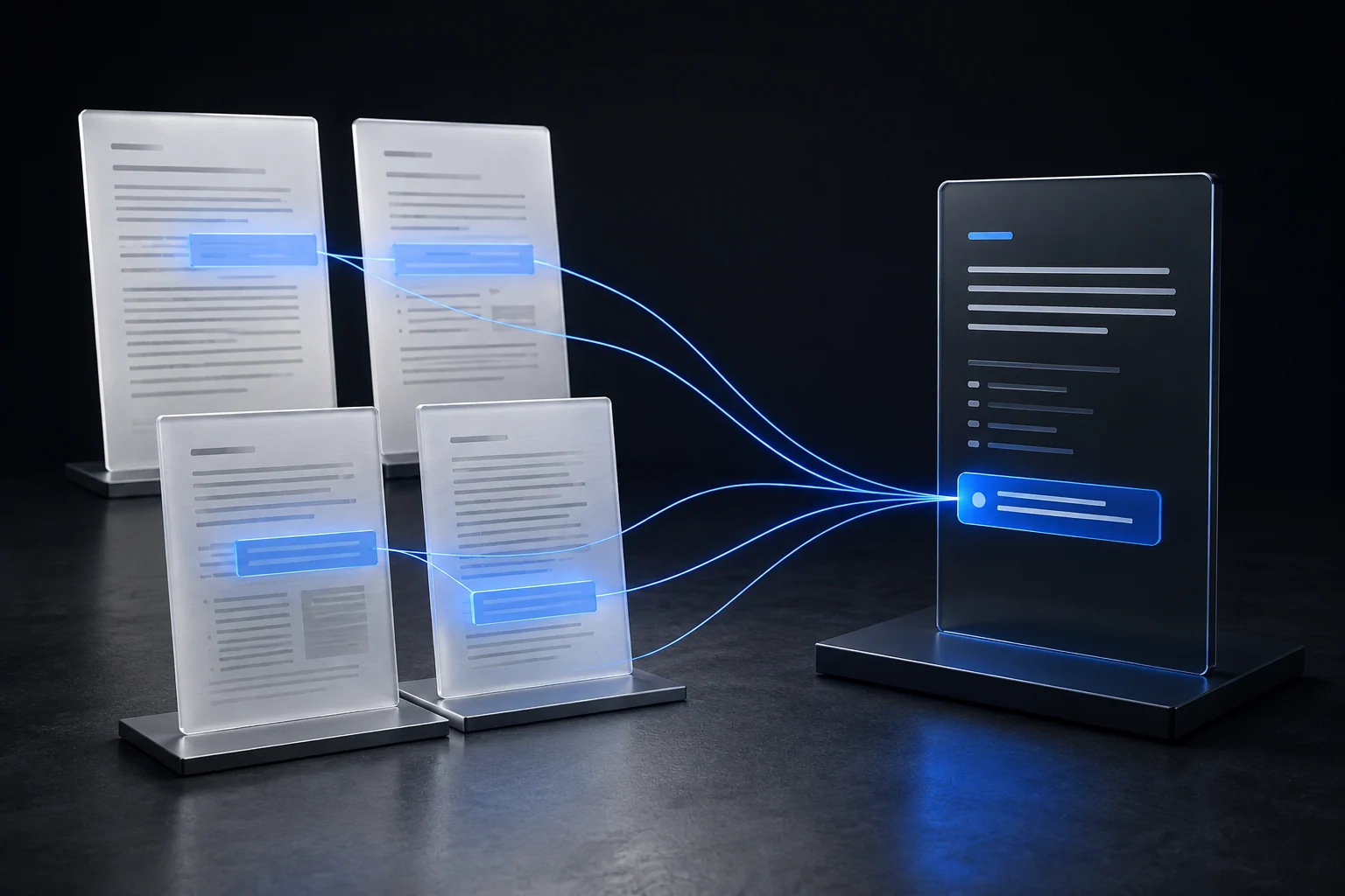 A highlighted document passage connected to a grounded answer panel